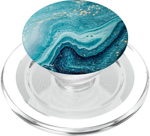 Vista 8 de PopSockets PopSockets de mármol turquesa con acento de color dorado PopGrip: agarre intercambiable para teléfonos y tabletas