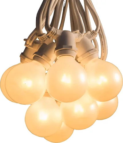 Vista 10 de Cadena de luces LED comerciales C9 G50 de 25 pies con 20 LED G50 transparentes de 2 pulgadas, bombillas de 6 vatios y cable blanco LED G50 Diode