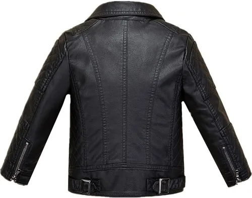 Vista 2 de LJYH Chaqueta de cuero PU de moda para niños y niñas con cremallera