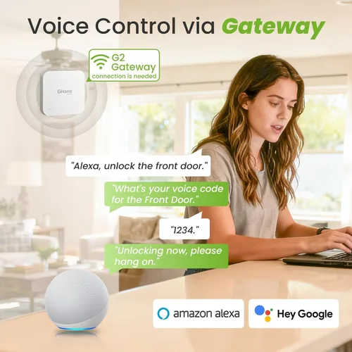 Vista 6 de GHome Smart Cerrojo de Seguridad, Cerradura de Puerta sin Llave con Código de Huella Dactilar para Puerta Delantera, Bloqueo Automático, Control por