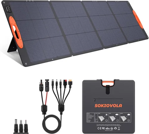 Vista 13 de SOKIOVOLA [Actualizado] Paneles solares plegables 50W Cargador de panel solar portátil 3 puertos de salida (USB-A USB-C DC) Panel solar plegable
