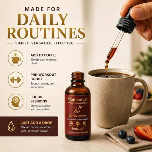 Vista 4 de Momentum Cordyceps & Lion's Mane - Gotas de tintura de hongos - Extracto líquido Energy & Focus - Ingredientes orgánicos - 2 onzas