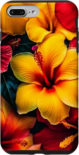 Vista 12 de Hawaiian Tropical Yellow Red Hibiscus Plumeria Case for iPhone 17