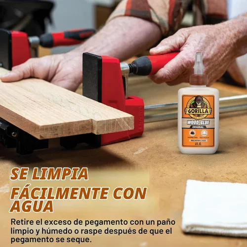 Vista 7 de Gorilla Pegamento para madera, color madera natural, botella de 4 onzas (paquete de 2) – Resistente al agua para proyectos y reparaciones