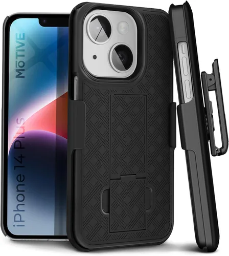 Vista 25 de MOTIVE Funda para iPhone 14, funda con clip para cinturón para Apple iPhone 14, funda protectora delgada y resistente a prueba de golpes con soporte