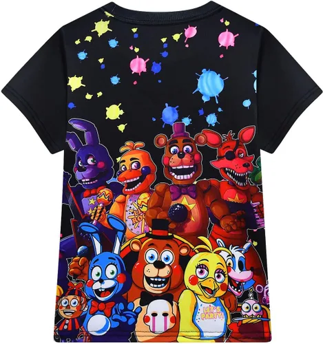 Vista 2 de Fan Desen Conjunto de camisa y pantalones cortos de Freddy para niños, disfraz de dibujos animados para niños de 5 a 12 años