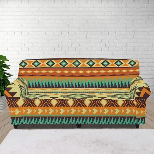 Vista 17 de Funda de sofá de Seater, estilo bohemio, antiarañazos, diseño tribal navajo, nativo americano, diseño tribal, funda de sofá, lavable, elástica