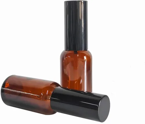 Vista 5 de Paquete de 12 aerosoles de vidrio ámbar de 1 onza para aceites esenciales, botella de spray pequeña, espray de niebla fina, pulverizador negro