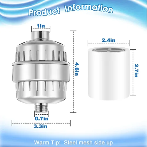 Vista 8 de 2 filtros de ducha con paquete de 4 filtros de ducha de 20 etapas, suavizante de agua resistente para eliminar el cloro, fluoruro, metales pesados