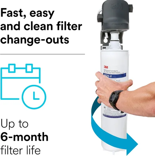 Vista 6 de 3M HF25-S - Cartucho de filtro de repuesto genuino 3M de la Serie de Alto Flujo para sistema de filtro de agua ICE125-S, reduce el cloro, el sabor