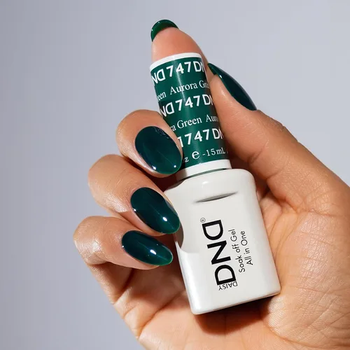 Vista 2 de DND - Juego de esmaltes de gel, 1 esmalte de gel y esmalte de uñas, 747 Auora Green, 0.5 onzas líquidas