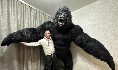 Vista 5 de Disfraz inflable de gorila rugido de King Kong para actividades de Halloween, disfraz de mascota de orangután