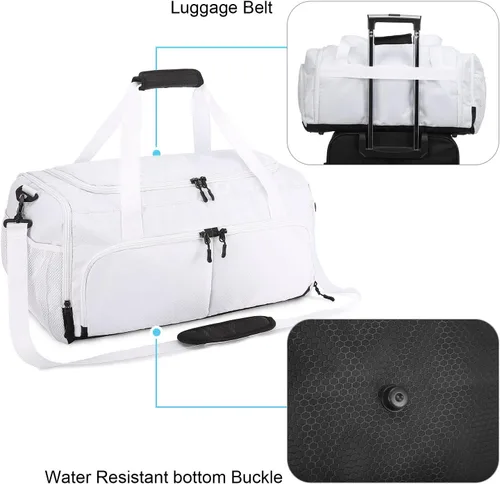 Vista 4 de Sucipi Bolsa de gimnasio para hombres y mujeres, bolsas de viaje pequeñas con compartimento para zapatos y bolsillo húmedo, bolsa ligera de fin