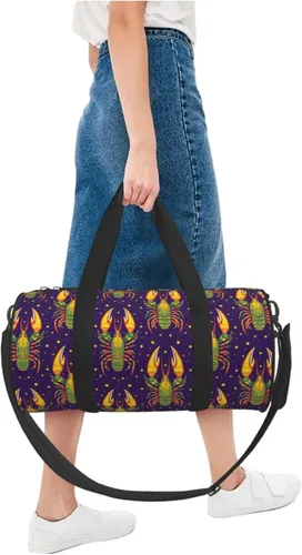Vista 5 de Large Duffle Bag for Travel - Retro Lobster Print Gym Bag for Women Men, Travel Foldable Bags for Women Men with Zippered Multiple Pockets