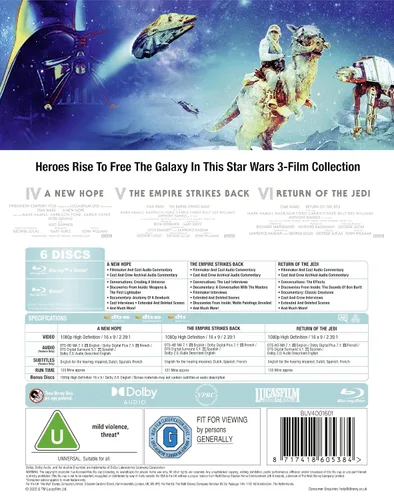 Vista 3 de Star Wars Original Trilogy Box Set Blu-ray (Episodes 4-6) 2022 Region Free