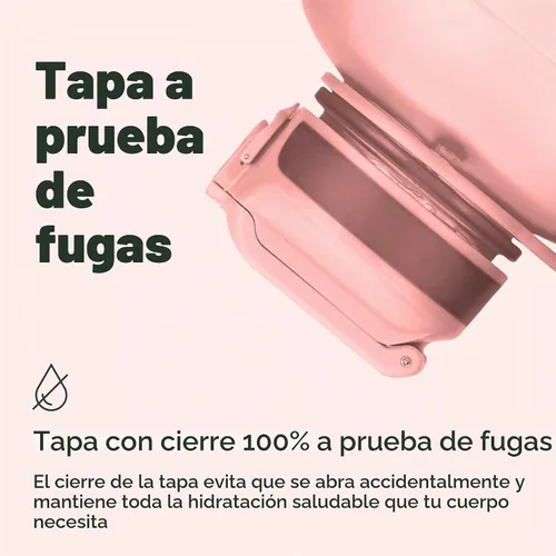 Vista 3 de Hydracy Botella de agua motivacional con marcador de tiempo y tapa con Oro Rosa