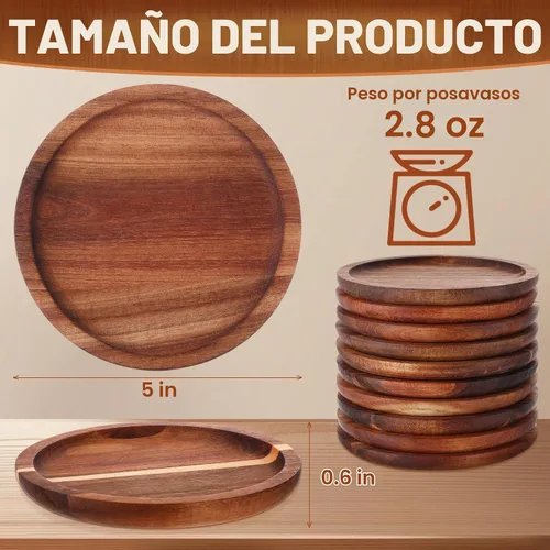 Vista 2 de Gejoy - Juego de 20 posavasos de madera de acacia para bebidas de 5