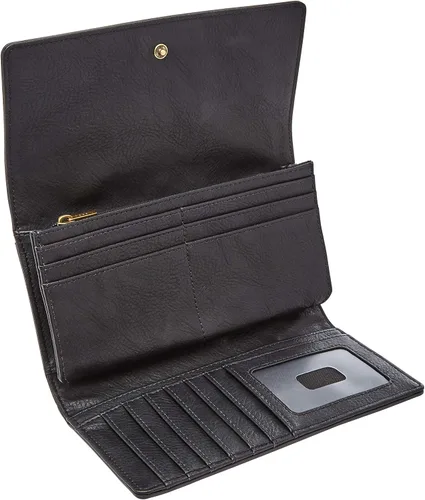 Vista 5 de Fossil Logan RFID - Cartera de piel con solapa para mujer., Negro, talla única