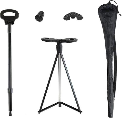 Vista 10 de Bastón portátil XXL con asiento, ajustable de 34 a 37 pulgadas, plegable, ligero, de aluminio, antideslizante, para hombres y mujeres, bastón de 550
