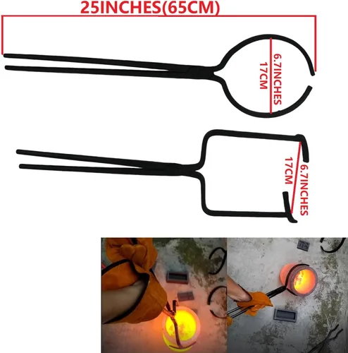 Vista 2 de Juego de pinzas de crisol de 55.1 lbs para fundir metal, herramientas de fundición de fundición, crisoles para verter y elevar, mandíbula de 6.7