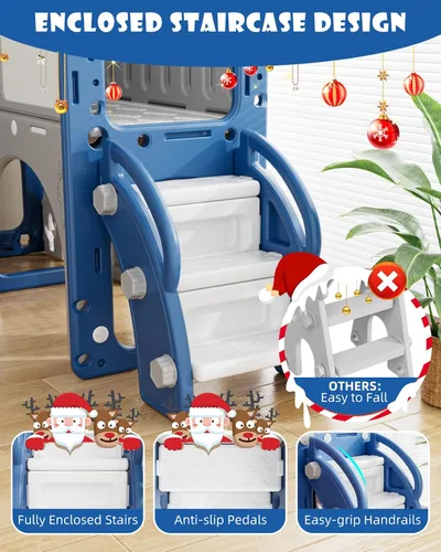 Vista 8 de XJD - Juego de tobogán y columpio 13 en 1 para niños pequeños, tobogán para niños de 1 año en adelante, juego de exterior para niños pequeños
