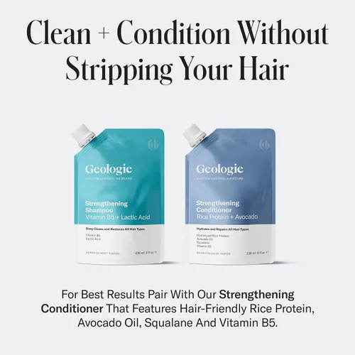 Vista 5 de Geologie Champú fortalecedor Vitamina B5 + ácido láctico Control personalizado Cuidado del cabello 8 onzas líquidas