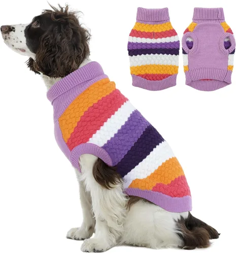 Vista 20 de Kuoser Suéter para perro, suéteres de Navidad para perros extra pequeños, suéter suave y cálido para perros, chaleco de punto trenzado colorido