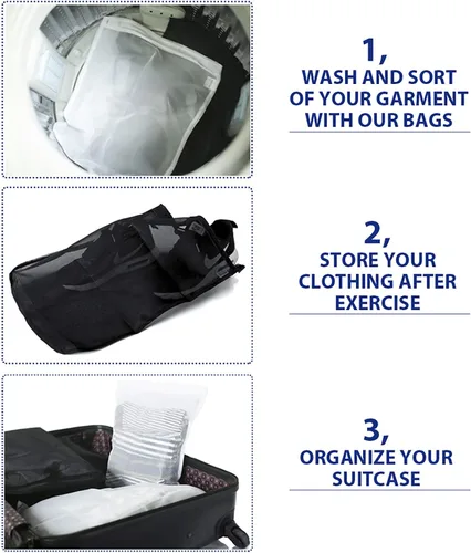 Vista 8 de TENRAI Delicates - Bolsas de lavandería de malla fina para ropa interior, lencería, brasier, pantimedias, calcetines, uso de cremallera YKK, tiene