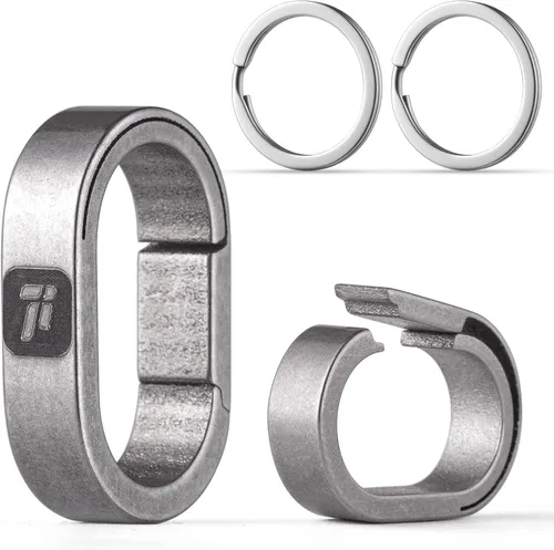 Vista 7 de FEGVE TC4 Titanium Small Mini Key Chain Rings Connector, Easy Open Negro paquete de 2