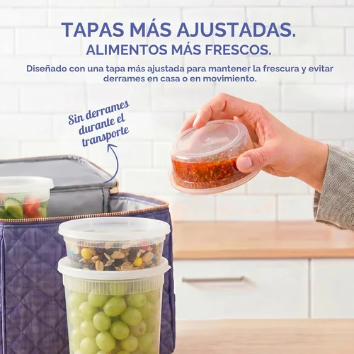 Vista 2 de GUSTO Contenedores de plástico de 8 onzas con tapas