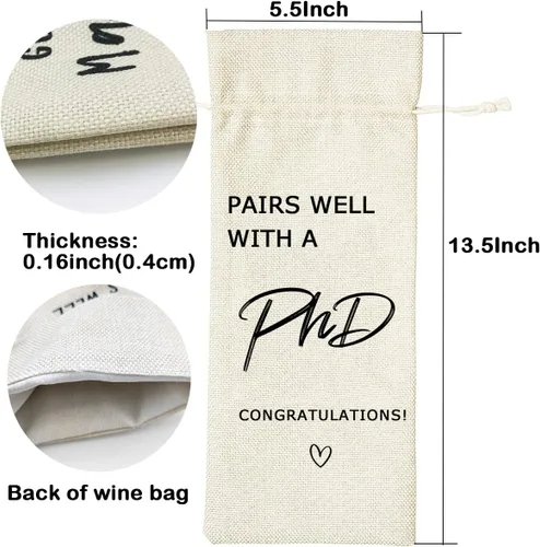 Vista 3 de LANBAIHE Regalo de graduación de doctorado, bolsa de vino de doctorado, combina bien con doctorado, regalo para médicos, regalo de graduación