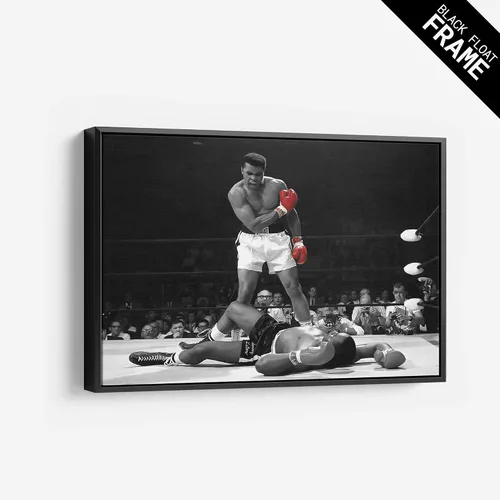 Vista 5 de The Knockout Moment - Lienzo decorativo para pared con texto en blanco y negro y rojo (24 x 18 pulgadas envuelto en galería)