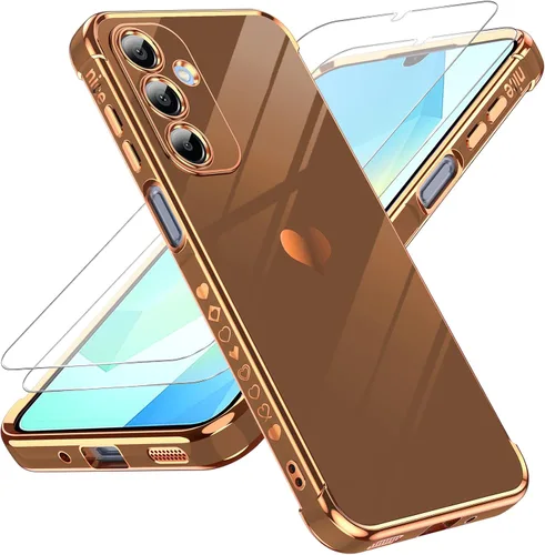 Vista 104 de LeYi Funda para Motorola-G 2025: Love Heart Plating Luxury, Negro