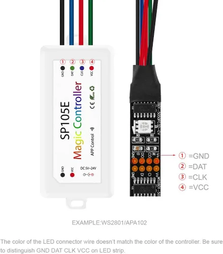 Vista 3 de BTF-LIGHTING Controlador Bluetooth inalámbrico SP105E aplicación iOS/Android para WS2811 WS2812B WS2815 WS2813 WS2801 SK6812 WS2815 SK9822 APA102