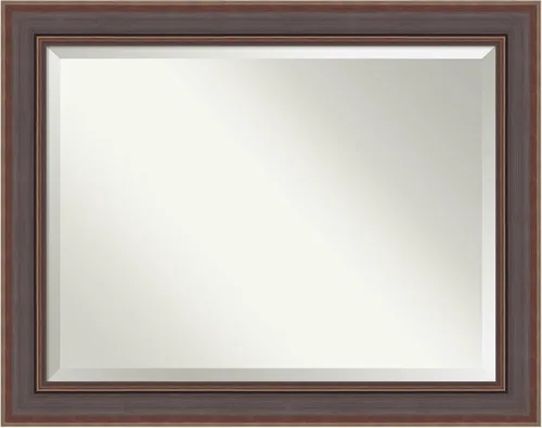 Vista 106 de Amanti Art Espejo de baño marrón para sobre lavabo, espejo rectangular de 24x20 Caleb Brown para tocador, marco rústico pequeño de estilo campestre