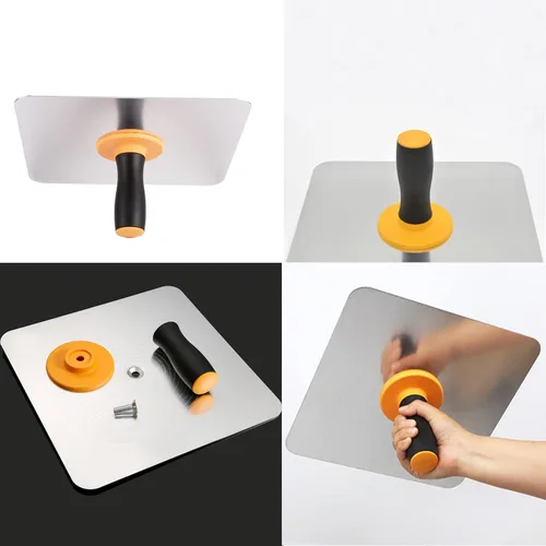 Vista 3 de Halcón de enlucido de aluminio con mango extraíble, soporte para tablero de mortero de yeso de 11.8 pulgadas, herramienta de enlucido para paneles