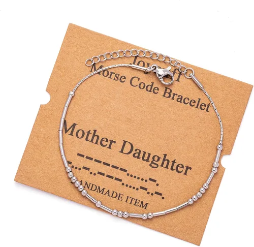 Vista 84 de JoycuFF Pulseras inspiradoras de código morse para mujeres, cuentas de plata, joyería con mantra de motivación, regalos para ella