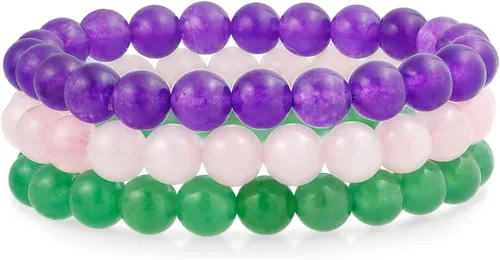 Vista 57 de Bling Jewelry Juego de 3 pulseras elásticas unisex apilables con cuentas redondas de 0.315 pulgadas para mujeres, adolescentes y hombres, multihebra