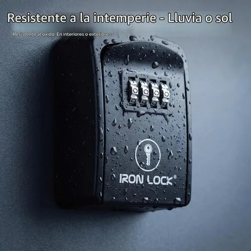 Vista 9 de Iron Lock® Caja de bloqueo de llave pequeña de montaje en pared para llaves exteriores (negro) Combination Lock, Resettable 4-Digit Code, Screw-In