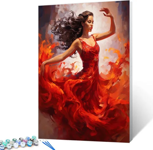 Vista 12 de Kit de pintura por números, lienzo de 16 x 20 pulgadas, pintura al óleo para niños, estudiantes, adultos principiantes con pinceles, pigmento