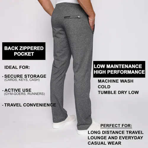 Vista 3 de SCR - Pantalones deportivos para hombre, pantalones atléticos de entrepierna larga color negro, gris y azul marino, 30L 32L 34L 36L 38L