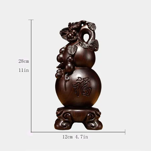 Vista 2 de Escultura china de la estatua del feng Shui Escultura de madera de la calabaza de la escultura Decoración del hogar Feng Shui Adornos Artesanías