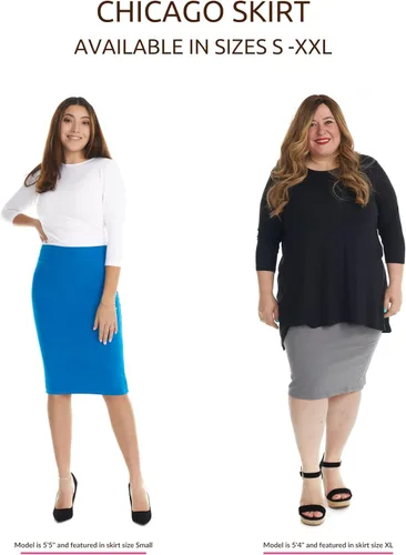 Vista 4 de ESTEEZ Falda lápiz para mujer - Modesta elástica por debajo de la rodilla - Chicago