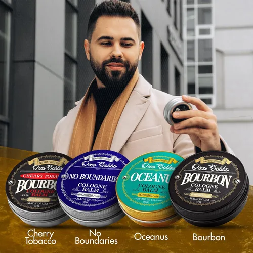 Vista 2 de Handy Hound Occo Bobbo - Juego de muestras de colonia sólida para hombre, juego de regalo de colonia para hombre, tamaño de viaje (4) latas de 0.5