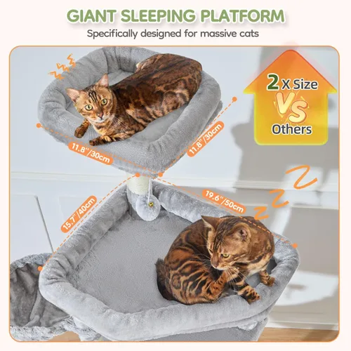 Vista 3 de Taoqimiao Árbol para gatos XXL de 79 pulgadas para gatos grandes, para gatos de gran tamaño, torre para gatos de varios niveles, 2 espaciosos