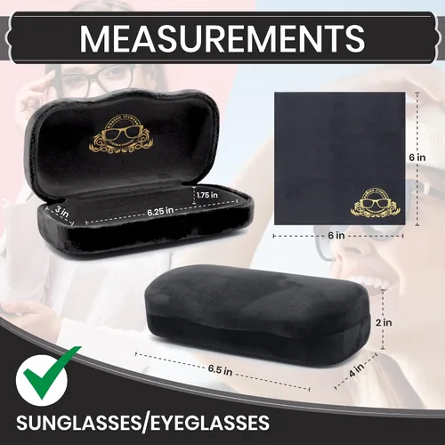 Vista 3 de Modern Eyewear Estuche rígido para gafas Funda protectora de terciopelo para gafas Estuche para gafas de sol con paño de limpieza
