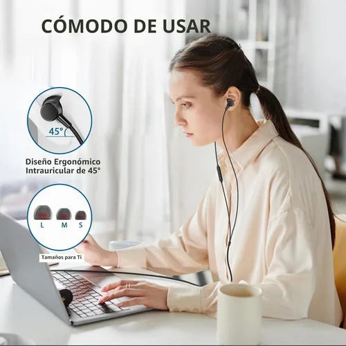 Vista 4 de Auriculares con Cable para Laptop PC Chromebook Aislamiento de Ruido Auriculares con Conector de Audio de 3.5mm Micrófono HiFi Estéreo Llamadas