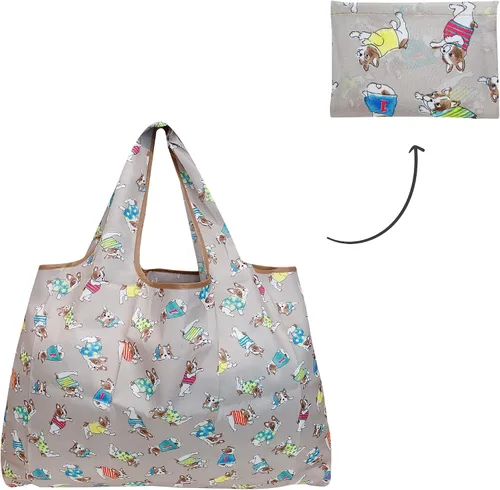 Vista 2 de allydrew Bolsas grandes plegables de nailon reutilizables para comestibles, paquete de 6