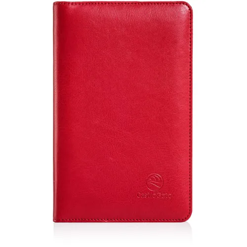 Vista 2 de Organizador de joyas de viaje compacto con cremallera completa para collares pulseras y anillos rojo