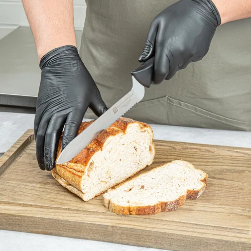 Vista 9 de Restaurantware Sensei - Juego de 8 cuchillos de acero alemán negro con pasadores codificados de colores para chefs, afilado, resistente a